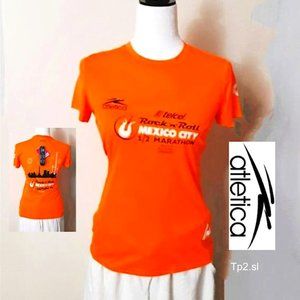 ATLETICA Activewear Orange Tees T-shirt Top White Black Print Round Neck…